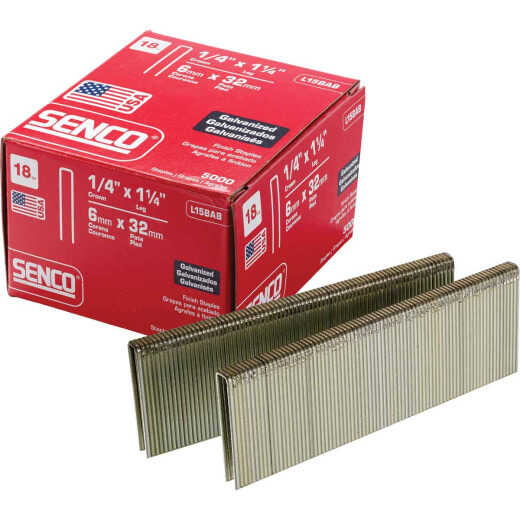 Senco AccuSet 18-Gauge Galvanized Medium Wire Finish Staple, 1/4 In. x 1-1/4 In. (5000 Ct.)