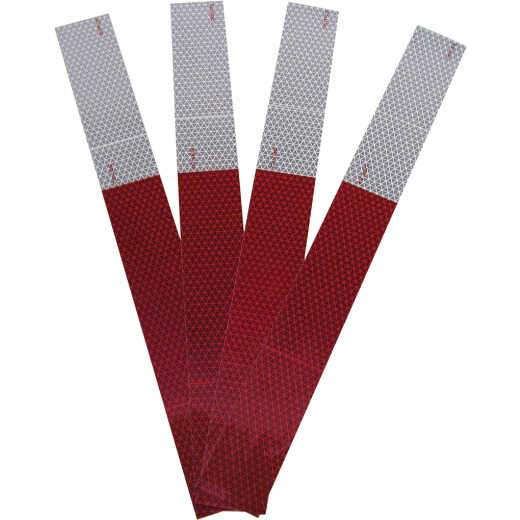 Peterson 2 In. W. x 18 In. L. Red & White Striped Reflective Tape (4-Pack)