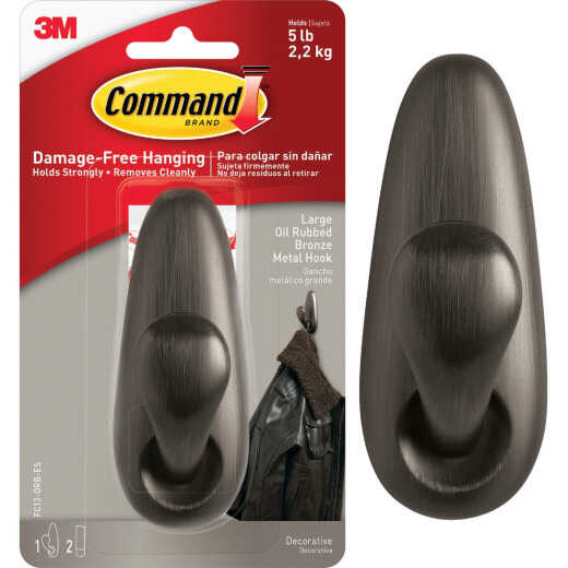 Command Large Forever Classic Hook, Oil Rubbed Bronze, 1 Hook, 2 Strips
