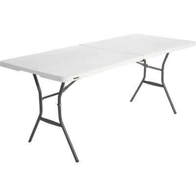 Lifetime Essential 6 Ft. x 30 In. White Granite Fold-In-Half Table