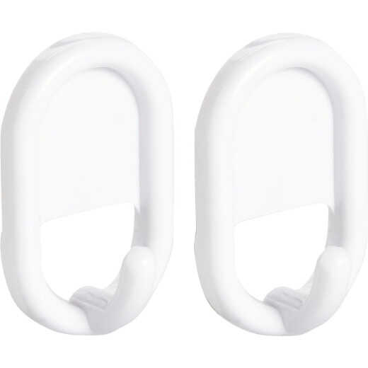 iDesign Utility White Plastic Adhesive Hook (2-Pack)