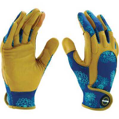 Miracle-Gro Women's Leather Durable Comfort Landscaping Gloves, Medium/Large